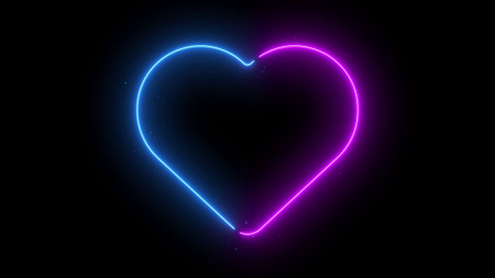 Celebração do Dia dos Namorados com Coração Neon Brilhante Zoom Background Modelo de Design