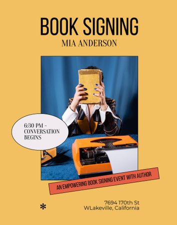 Book Signing Announcement Poster 22x28in Design Template