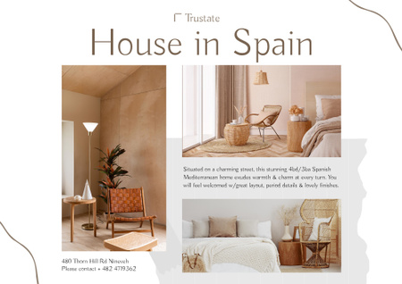 Cozy House in Mediterranean Style Poster B2 Horizontal – шаблон для дизайну