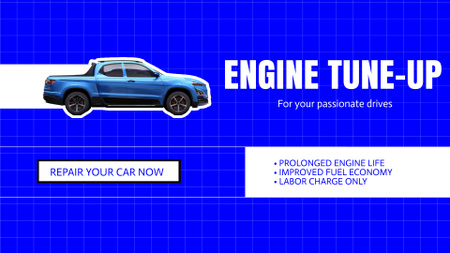Engine Tune- Up For Pickup Truck Car Service Offer Full HD video Šablona návrhu