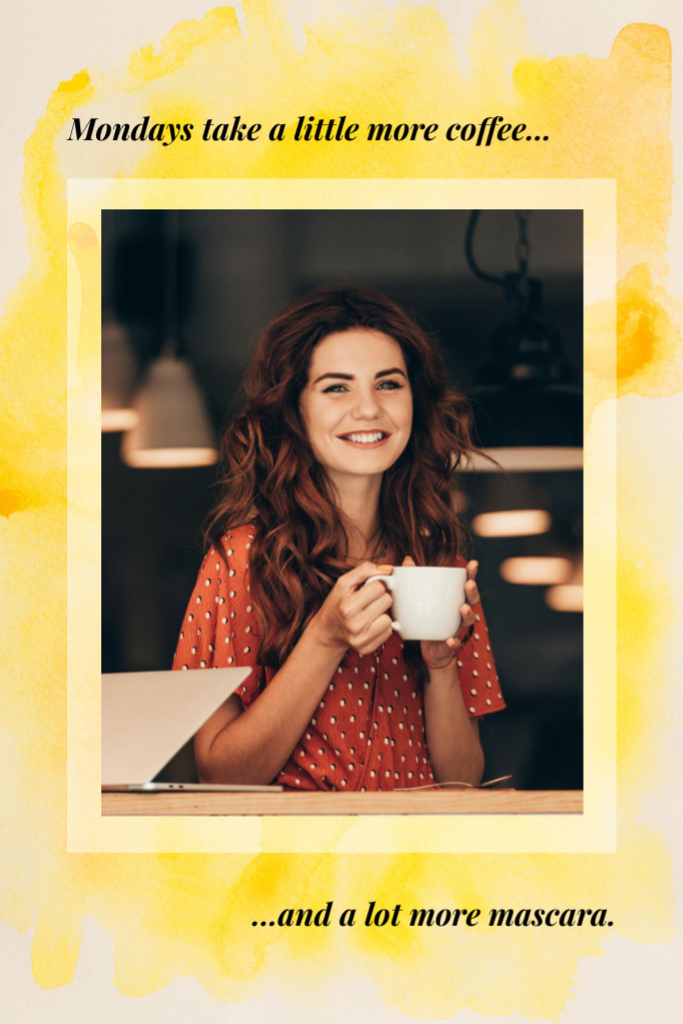 Smiling Woman With Phrase about Mascara Postcard 4x6in Vertical Tasarım Şablonu