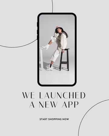 Fashion App with Stylish Woman on screen Poster 16x20in Design Template
