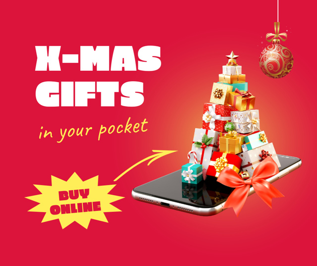 Plantilla de diseño de Christmas Online Sale Announcement with Gifts Facebook 