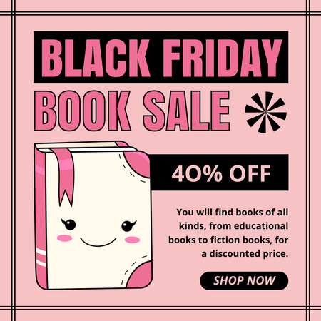 Plantilla de diseño de Anuncio de venta de libros del Black Friday Instagram 