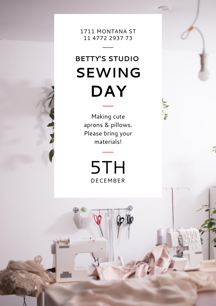 Sewing day event Announcement Poster Modelo de Design