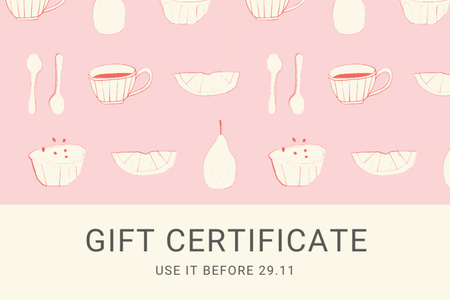 Plantilla de diseño de Illustration of Tea Cups and Fruits Gift Certificate 