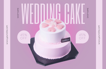 Discount on Wedding Cakes on Purple Gradient Thank You Card 5.5x8.5in – шаблон для дизайна