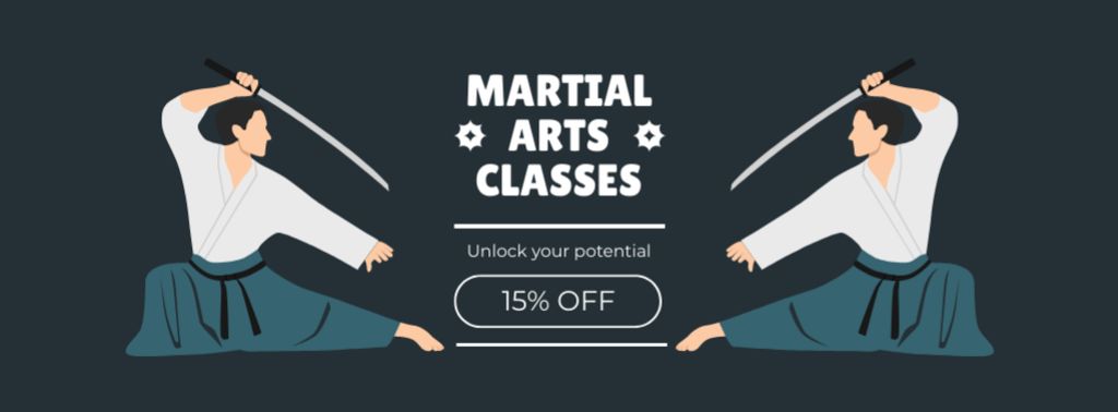 Offer On Online Martial Art Classes Facebook cover Design Template