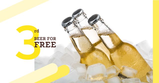 Beer Offer with Bottles in Ice Facebook AD Tasarım Şablonu