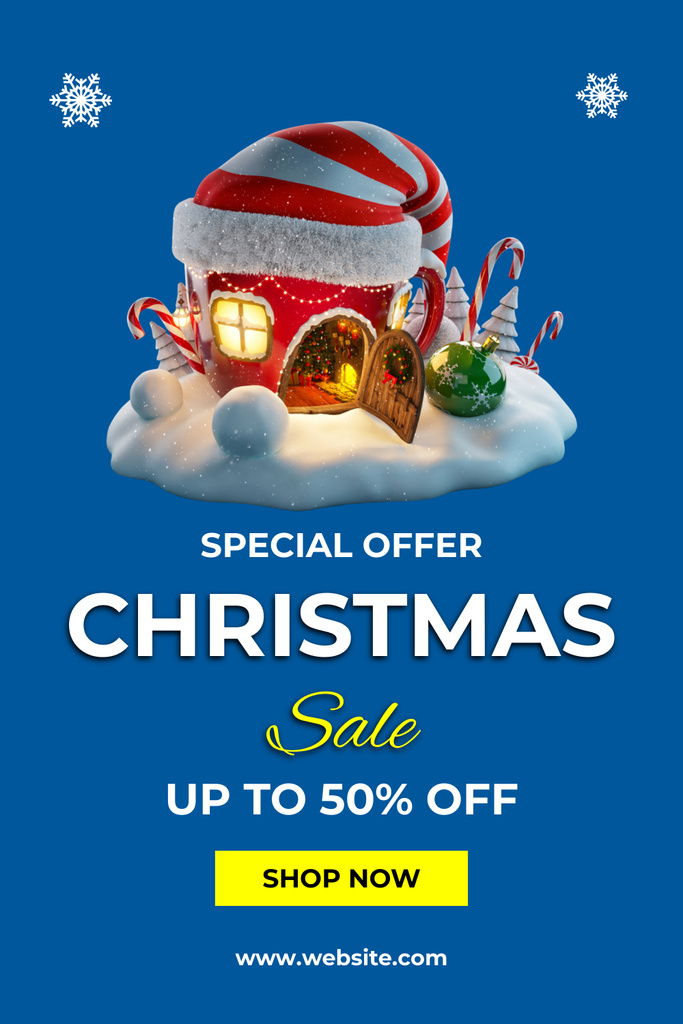 Christmas Sale Ad with Amazing Fairy House Pinterest Design Template