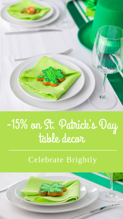 Patrick's Day Festive Home Tableware With Discount Instagram Video Story Design Template