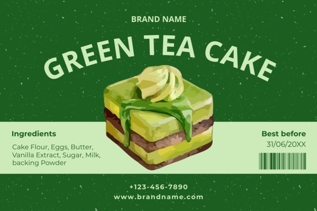Green Tea Cake Label Design Template