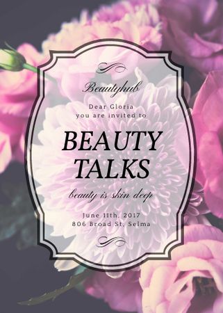 Beauty Event announcement on tender Spring Flowers Invitation Modelo de Design