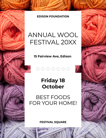 Knitting Festival Wool Yarn Skeins Flyer 8.5x11in Šablona návrhu