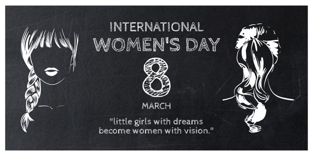 Modèle de visuel International Women's Day with Sketches of Women - Twitter