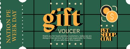 Designvorlage Günstiger Geschenkgutschein der National Pet Week in Grün für Coupon