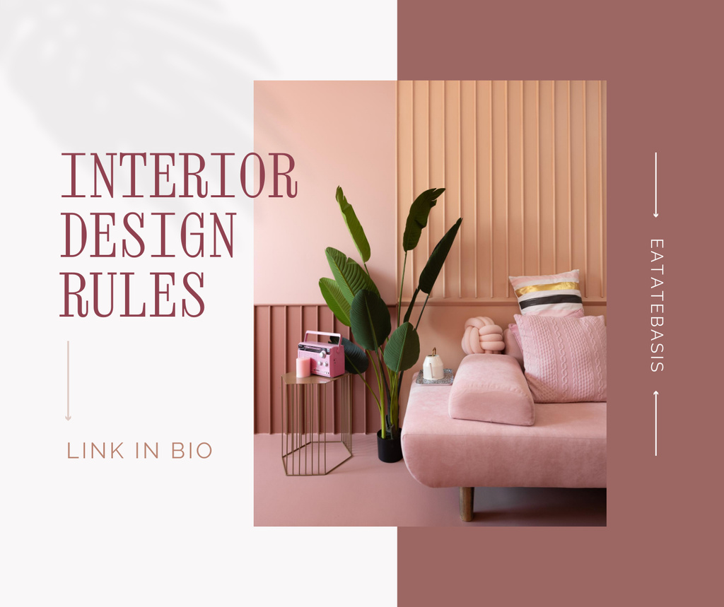 Platilla de diseño Interior Design Rules Facebook 1430x1200px