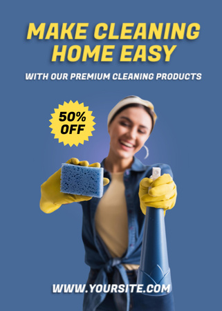 Supplies for Easy Cleaning Blue Flayer Design Template