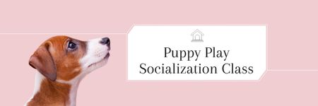 Söpö koiranpentu sosiaalistumiskoulutuspalveluilla Twitter Design Template