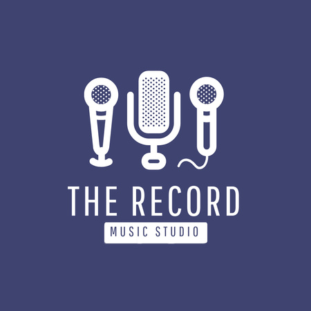 Recording Studio Emblem with Microphones on Purple Logoデザインテンプレート