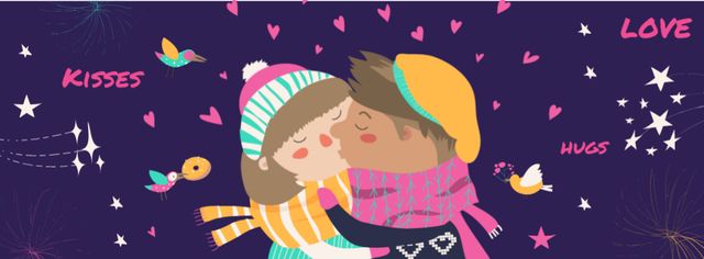 Valentine's Day Greeting with kissing Couple Facebook cover – шаблон для дизайна