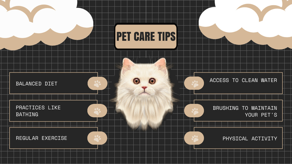Pet Care Tips Scheme on Brown Mind Mapデザインテンプレート