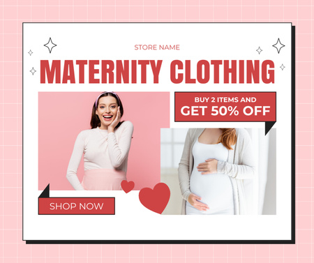Ontwerpsjabloon van Facebook van Comfortabele kleding voor een gelukkige zwangerschap tegen een gereduceerde prijs