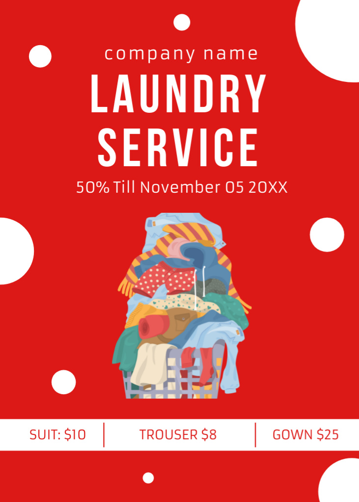Designvorlage Offer Discounts on Laundry Services on Red für Flayer