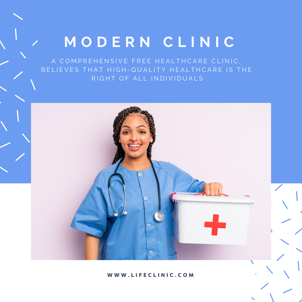 Clinic Services Offer with Nurse Instagramデザインテンプレート