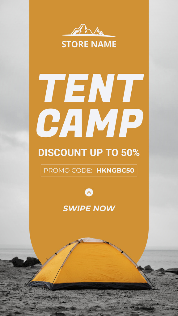 Designvorlage Discount Offer in Tent Camping für Instagram Story