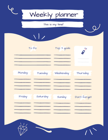 Platilla de diseño Simple Weekly Planner with Doodle Drawings Notepad 8.5x11in