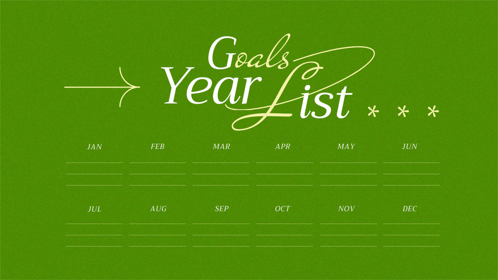 Platilla de diseño List of Year's Goals Mind Map