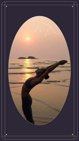 Young Woman meditating on Sunset Instagram Story Design Template