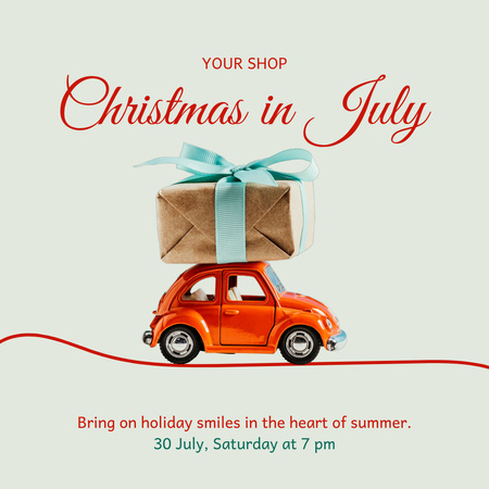 Car with Gift on Christmas in July Animated Post Πρότυπο σχεδίασης