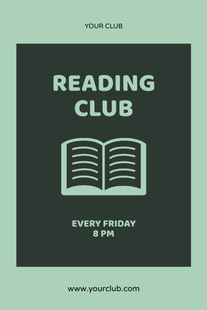 Book Club Invitation Green Postcard 4x6in Vertical Design Template