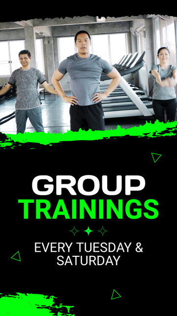 Template di design Modern Gym With Treadmills And Group Trainings Offer Instagram Video Story