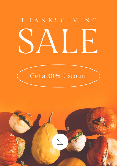 Designvorlage Thrilling Thanksgiving Day Pumpkins Sale Offer für Flyer A4