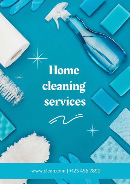 Cleaning Services with Blue Detergent Poster A3 Šablona návrhu