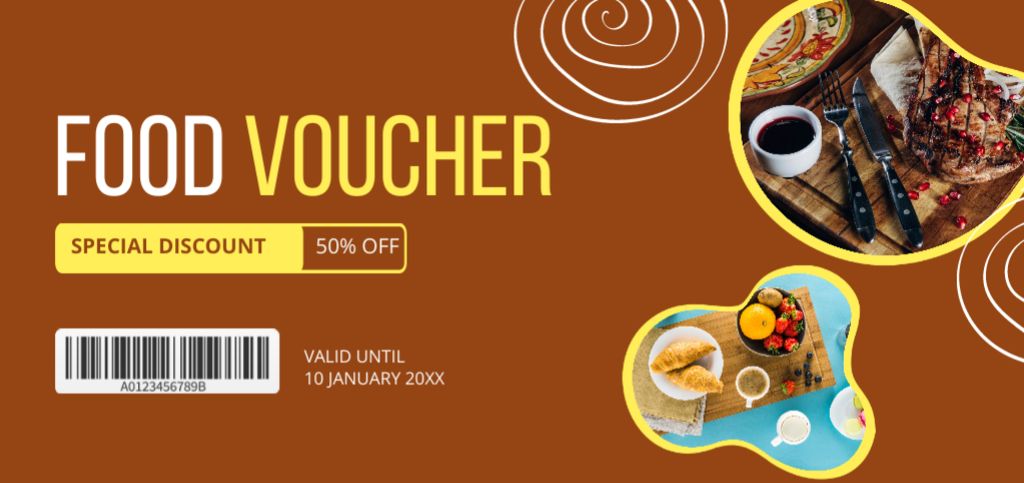 Food Discount Voucher Coupon Din Largeデザインテンプレート