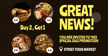 Designvorlage Offer of Various Street Food für Facebook AD