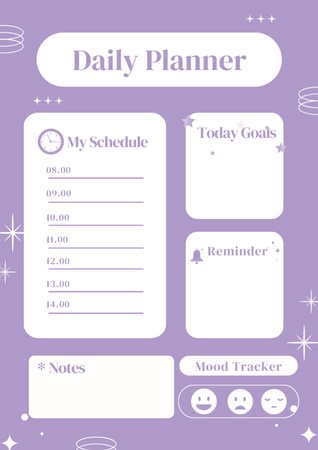 Abstract purple minimal daily Schedule Planner Design Template