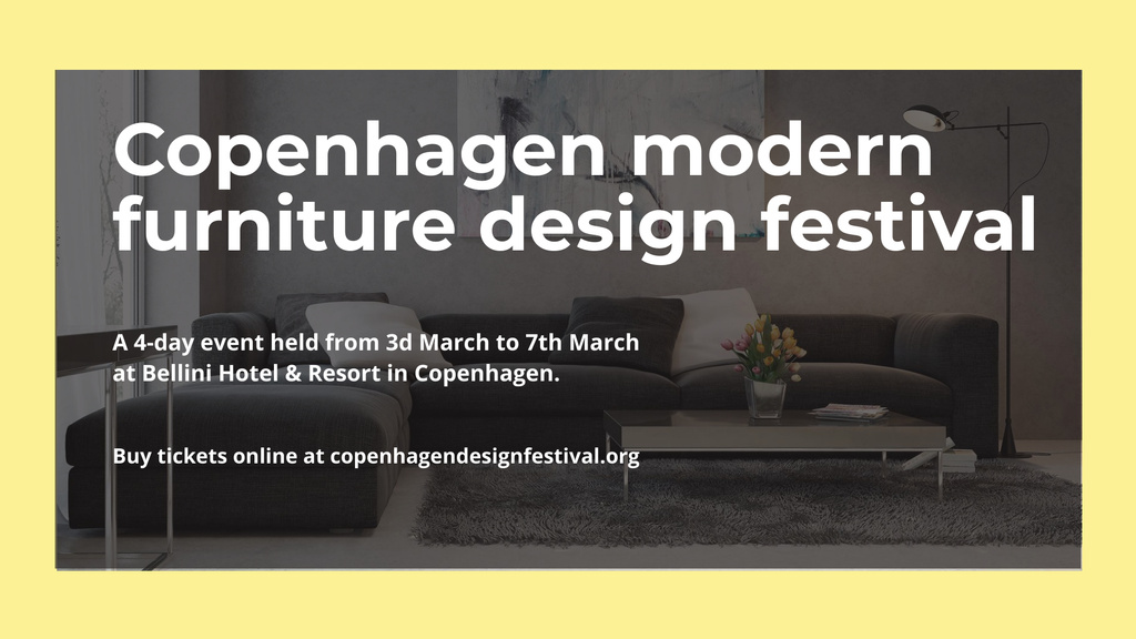 Minimalistic Furniture Design Fest Announcement FB event cover Πρότυπο σχεδίασης
