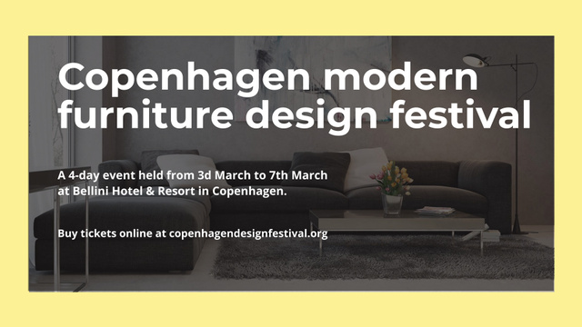 Szablon projektu Minimalistic Furniture Design Fest Announcement FB event cover