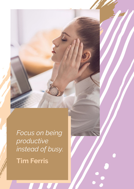 Headache And Quote About Productivity Postcard A6 Vertical – шаблон для дизайна