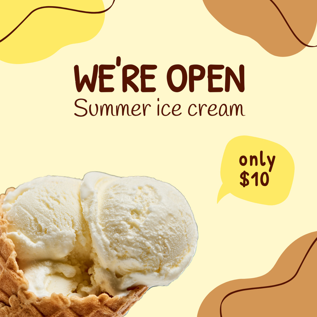 Tasty Vanilla Ice Cream Offer In Summer Instagram Tasarım Şablonu