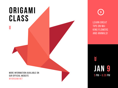 Origami class Invitation Poster 18x24in Horizontal Design Template