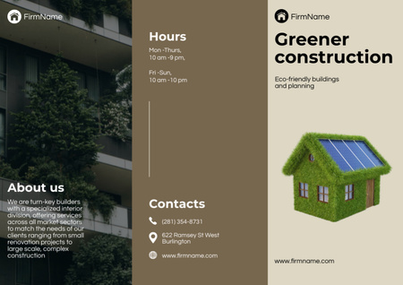 Çevre Dostu Bina Tasarımı ve Planlaması Brochure Tasarım Şablonu