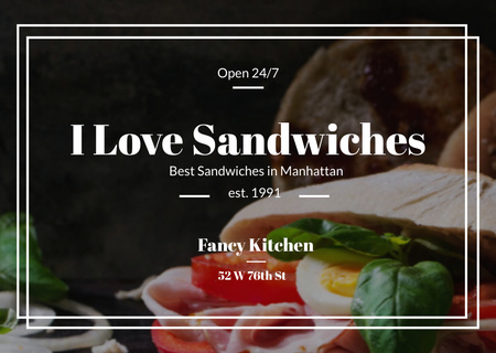 Restaurant Offer with Sandwiches with Bacon Flyer A6 Horizontal Tasarım Şablonu