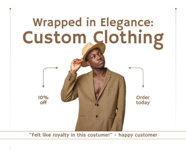 Ontwerpsjabloon van Facebook van Elegant Custom Clothing for Men Sale Offer