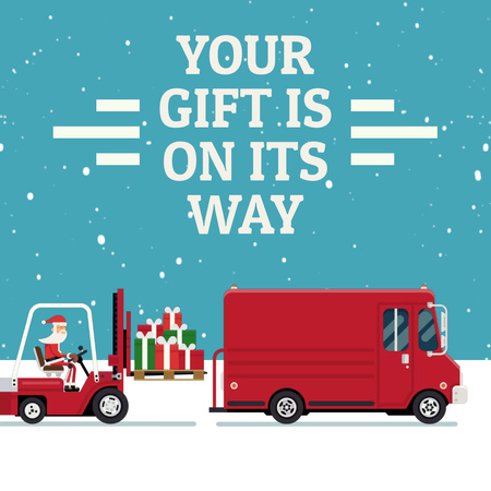 Άγιος Βασίλης που φορτώνει τα δώρα στο φορτηγό Animated Post Πρότυπο σχεδίασης